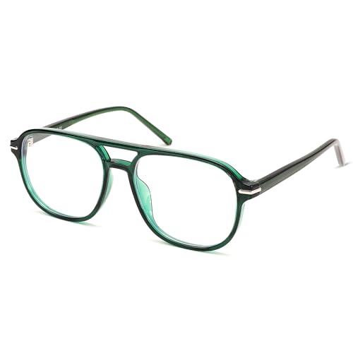 Pro Acme Blue Light Blocking Brille - Übergroße quadratische Brille mit 70er Jahre Rahmen für Frauen Männer Computerbrillen 7202A(Grün) von Pro Acme