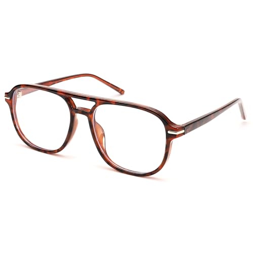 Pro Acme Blue Light Blocking Brille - Übergroße quadratische Brille mit 70er Jahre Rahmen für Frauen Männer Computerbrillen 7202A(Leopard) von Pro Acme