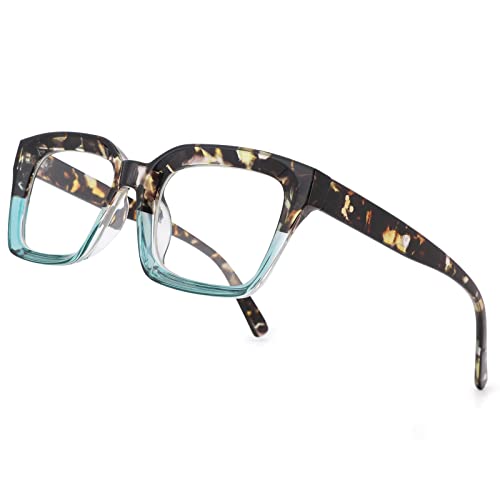 Pro Acme Brille ohne Stärke Damen Herren Vintage Fake Brille Klassische Brille mit Dickem Rahmen Fakebrillen Mädchen (Leoparden Grün) von Pro Acme