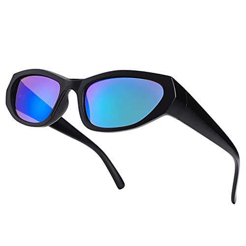 Pro Acme Futuristische Sonnenbrille Sport Sonnenbrille Herren UV400 Fahrradbrille Sonnenbrille für Damen Wrap Around Sunglasses (Matte Schwarz Rahmen | Grün Linse) von Pro Acme