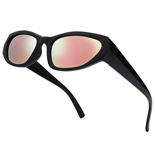 Pro Acme Futuristische Sonnenbrille Sport Sonnenbrille Herren UV400 Fahrradbrille Sonnenbrille für Damen Wrap Around Sunglasses (Matte Schwarz Rahmen | Rosa Linse) von Pro Acme