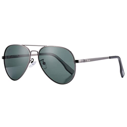 Pro Acme Pilotenbrille Herren Damen Polarisierte Fliegerbrille Klassische Piloten Sonnenbrille Unisex UV400 Schutz Vintage Sonnenbrille (A3 Gunmetal Rahmen | Grün Linse) von Pro Acme