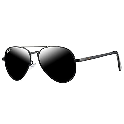 Pro Acme Pilotenbrille Herren Damen Polarisierte Fliegerbrille Klassische Piloten Sonnenbrille Unisex UV400 Schutz Vintage Sonnenbrille (A5 Schwarz Rahmen | Grau Linse) von Pro Acme