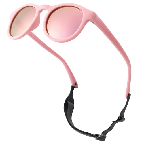 Pro Acme Polarisierte Runde Baby-Sonnenbrille, Flexible Gummi für Kleinkind Neugeborenen Alter 0-36 Monate (Rosa-rosa Spiegel) von Pro Acme