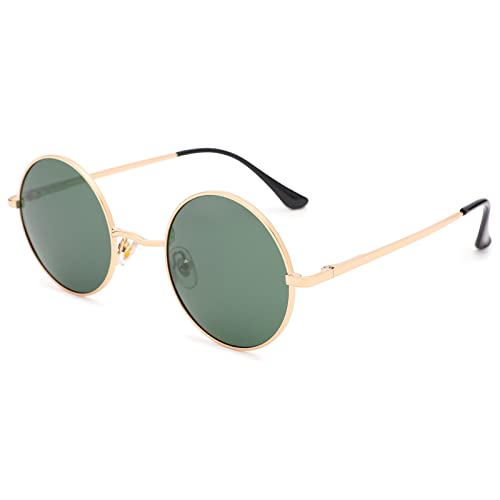 Pro Acme Retro Kleine Runde Polarisierte Sonnenbrille für Männer Frauen (Goldene Rahmen | G15 Linse) von Pro Acme