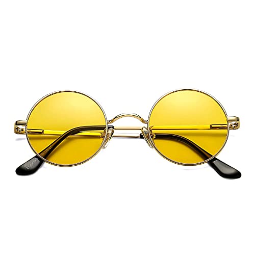Pro Acme Retro Kleine Runde Polarisierte Sonnenbrille für Männer Frauen (Goldene Rahmen |Gelb Linse) von Pro Acme