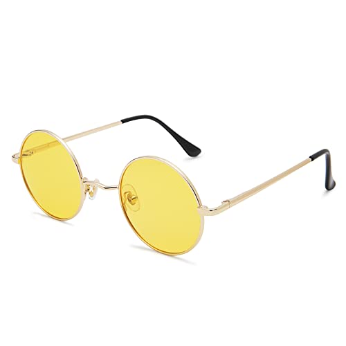 Pro Acme Retro Kleine Runde Polarisierte Sonnenbrille für Männer Frauen (Goldene Rahmen | Transparentes Gelb Linse) von Pro Acme