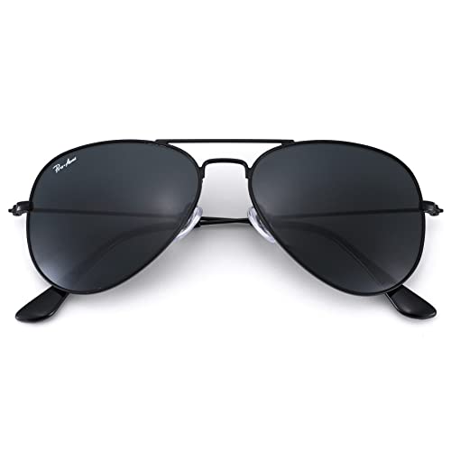 Pro Acme Sonnenbrille Herren Damen Klassische Pilotenbrille Glaslinse Fliegerbrille Unisex Piloten Sonnenbrille (Schwarz Rahmen/Grau Linse) von Pro Acme