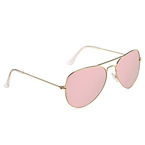 Pro Acme Sonnenbrille Herren Pilotenbrille Klassisch Polarisiert Pilot Sonnenbrille, Premium-Militärstil Eyewear UV400 Schutzobjektiv (Gold Rahmen | Rosa Linse) von Pro Acme