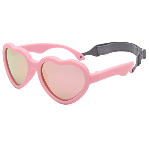 Pro Acme Sonnenbrille Kinder Liebe Herz Polarisierte Baby Sonnenbrille mit Verstellbares Band (Rosa Rahmen | Rosa Verspiegelt Linse) von Pro Acme