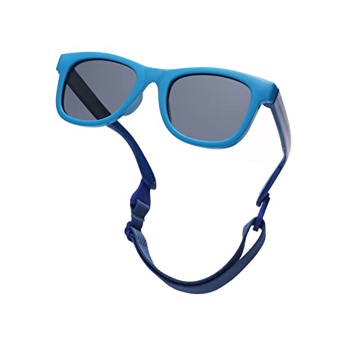 Pro Acme TPEE Polarisierte Baby Sonnenbrille mit Gurt-flexiblen Kleinkind-Sonnenbrillen für 0-24 Monate (Blau Rahmen | Grau Linse) von Pro Acme