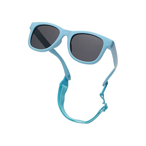 Pro Acme TPEE Polarisierte Baby Sonnenbrille mit Gurt-flexiblen Kleinkind-Sonnenbrillen für 0-24 Monate (Hellblau Rahmen | Grau Linse) von Pro Acme