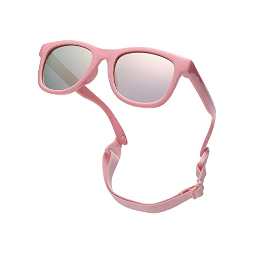 Pro Acme TPEE Polarisierte Baby Sonnenbrille mit Gurt-flexiblen Kleinkind-Sonnenbrillen für 0-24 Monate (Rosa Rahmen | Rosa Verspiegelt Linse) von Pro Acme