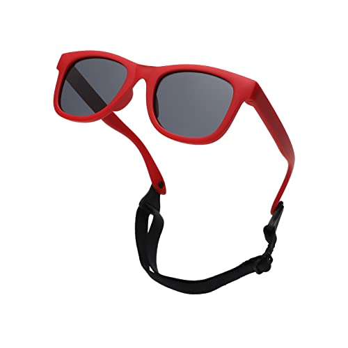 Pro Acme TPEE Polarisierte Baby Sonnenbrille mit Gurt-flexiblen Kleinkind-Sonnenbrillen für 0-24 Monate (Rot Rahmen | Grau Linse) von Pro Acme
