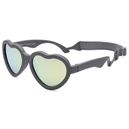 Pro Acme Sonnenbrille Kinder Liebe Herz Polarisierte Baby Sonnenbrille mit Verstellbares Band (Grau Rahmen | Gold Verspiegelt Linse) von Pro Acme