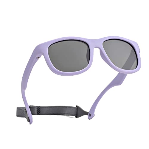 Pro Acme Unzerbrechliche Polarisierte Baby-Sonnenbrille Flexible Kleinkind-Sonnenbrüche mit Gurt Weichem Silikonrahmen für 0-24 Monate (Lila Rahmen | Grau Linse) von Pro Acme