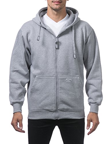 Pro Club Heavyweight Herren Fleece-Hoodie mit durchgehendem Reißverschluss - Grau - XXX-Large von Pro Club