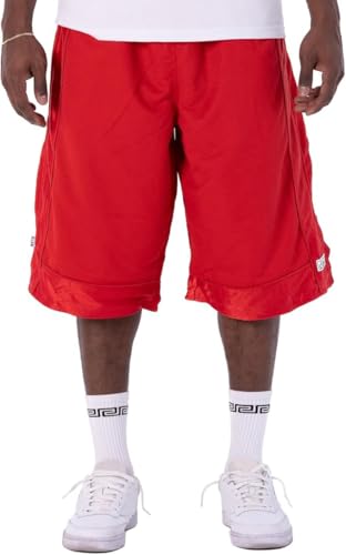 Pro Club Herren Basketball-Shorts aus schwerem Netzstoff - Rot - Klein von Pro Club