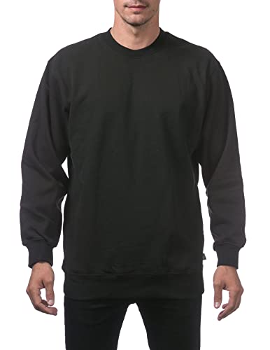 Pro Club Herren Heavyweight 368 g Crew Neck Fleece Pullover Sweatshirt - Schwarz - Large von Pro Club