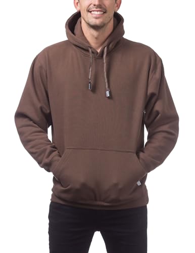 Pro Club Schwerer Herren-Kapuzenpullover, Braun, Large von Pro Club