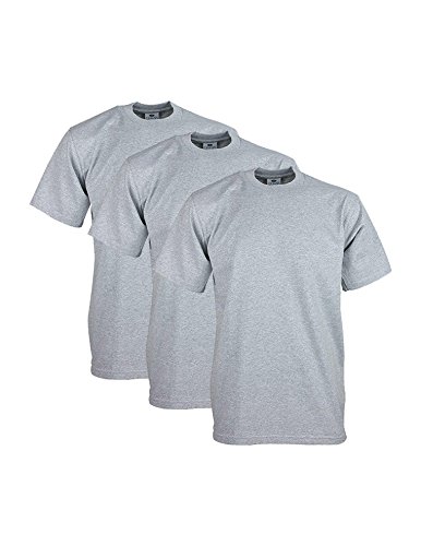 Pro Club Herren-T-Shirt, 3er-Pack, schwere Baumwolle, kurzärmelig, Rundhalsausschnitt, Grau meliert, Größe L, Meliert, grau, L von Pro Club