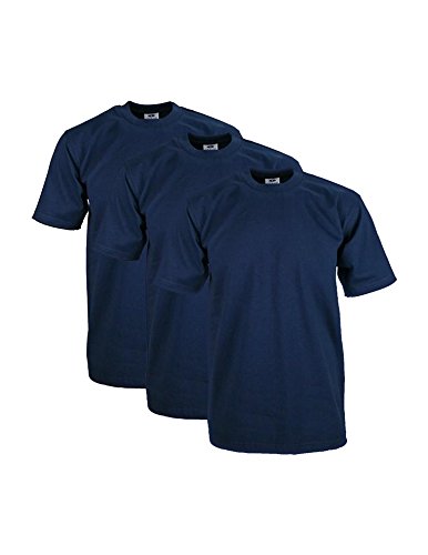 Pro Club Herren-T-Shirt, 3er-Pack, schwere Baumwolle, kurzärmelig, Rundhalsausschnitt, Marineblau, XX-Large von Pro Club