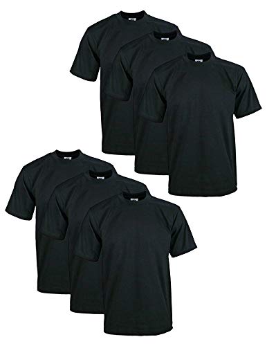 Pro Club Herren-T-Shirt, schwer, Baumwolle, kurzärmelig, Rundhalsausschnitt, 6er-Pack, Schwarz, Mittel von Pro Club