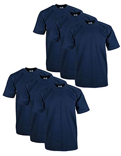 Pro Club Herren-T-Shirt, schwere Baumwolle, kurzärmelig, Rundhalsausschnitt, 6er-Pack, navy, X-Large Hoch von Pro Club