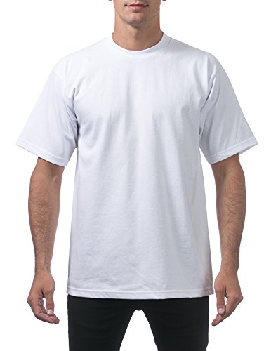 Pro Club Herren T-Shirt aus schwerer Baumwolle, kurzärmelig, Rundhalsausschnitt. - Weiß - 10X-Groß von Pro Club