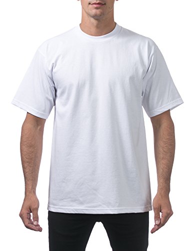 Pro Club Herren T-Shirt aus schwerer Baumwolle, kurzärmelig - Weiß - XX-Large Hoch von Pro Club