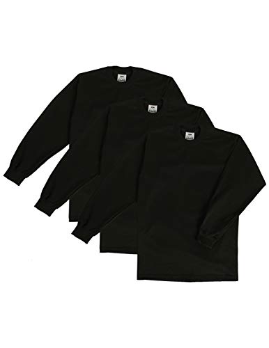 Pro Club Herren T-Shirt aus schwerer Baumwolle, langärmelig, Rundhalsausschnitt, 3er-Pack - Schwarz - X-Large Hoch von Pro Club