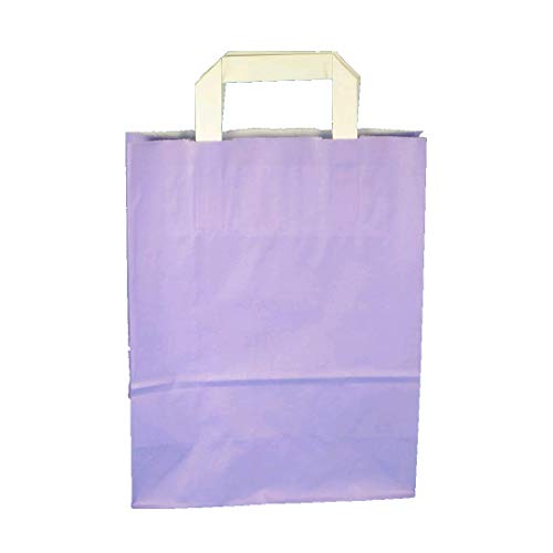 250 Papiertragetaschen Papiertüten Einkaufstüten Tragetaschen Papier 70-80g/m² mit Papier Flachhenkel Lila Violett Flieder 3 verschiedne Größen zur Auswahl (32+12x40cm) von Pro DP