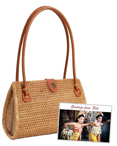 Pro@Home43® - Original auf Bali handgefertigte Damen Rattan Handtasche - Braun shell-type von Pro@Home43