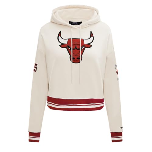 Pro Standard Damen NBA Chicago Bulls Retro Classics Cropped-Pullover mit Kapuze, Eierschale/Rot, Größe M von Pro Standard