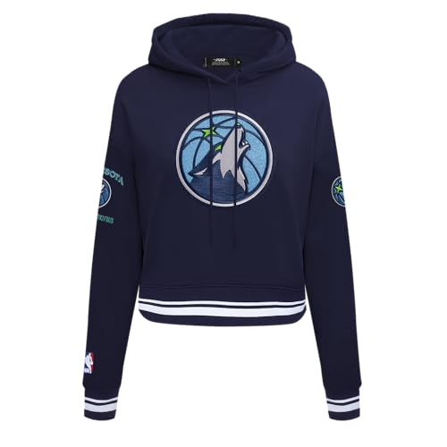Pro Standard Damen Womens NBA Retro Classics Cropped Ribbed Fleece Pullover Hoodie Kapuzenpullover, Mitternachtsmarineblau, Small von Pro Standard