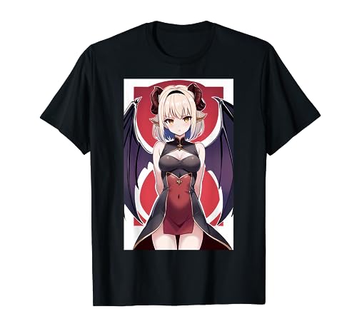 Anime Devil Girl Winged Red Horn Gothic Waifu T-Shirt von Pro Waifu Social Club