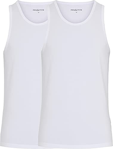 ProActive Men's Singlet 2-Pack Bamboo Unterhemd, White, M (2er Pack) von ProActive