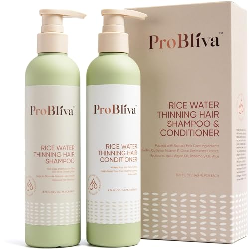 Reiswasser Haarwachstums-Shampoo und Conditioner: Haarwachstums-Shampoo – Reiswasser-Shampoo mit Biotion und Koffein bei Haarausfall – Reiswasser Shampoo und Conditioner für Frauen und Männer (240 ml von ProBliva