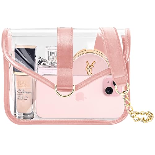 ProCase Transparente Umhängetasche Damen Durchsichtige Handtasche Stadion-zugelassen Clear Crossbody Börse Wasserdichte Tasche mit Magnetverschluss Verstellbarem Schultergurt Handytasche- Rosa von ProCase