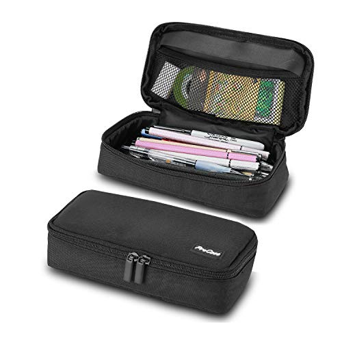 ProCase Federmäppchen Stifte Mäppchen Groß Kapazität Federschachtel Federtasche Schlampermäppchen Tragbar Stift Beutel mit Reißverschlus -Schwarz von ProCase