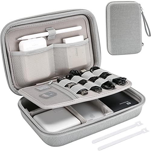 ProCase Elektronikzubehör Organizer, Reise Zubehör Organizer Tasche, Tragbare Elektronische Kabeltasche für MacBook Power Adapter, Kabel, Apple Pencil, Maus, USB-Stick, Powerbank, SD Karte -L Grau von ProCase
