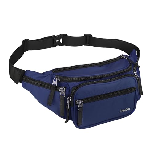 ProCase Bauchtasche Gürteltasche Wasserdicht Hüfttasche für Herren und Damen Klein Nylon Fanny Pack mit 6 Reißverschlusstaschen für Outdoor Reisen Sport Wandern Joggen Hundespaziergänge von ProCase