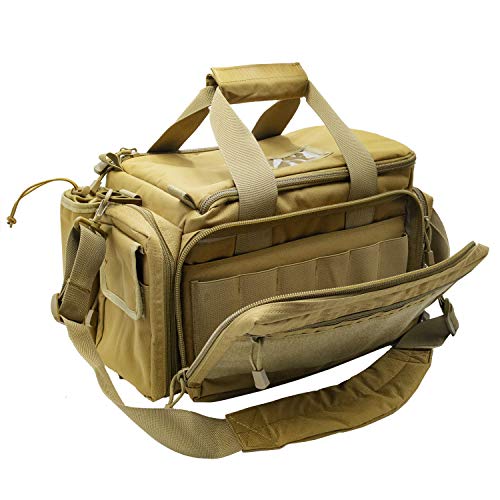 ProCase Taktisch Waffentasche, Deluxe Gepolstert Pistol Shooting Range Reisetasche Große Pistole Magazin Munition Waffen Zubehör Beutel fürJagd Schießstand Sport -Khaki von ProCase