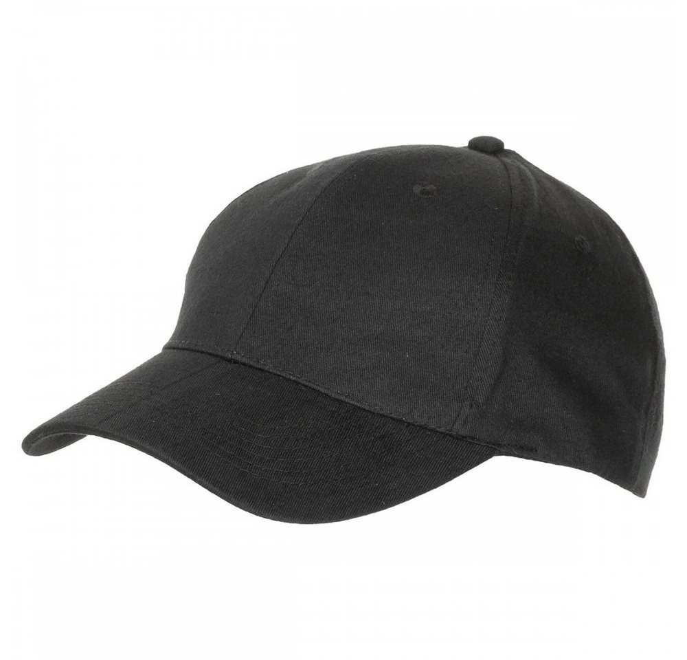 ProCompany Baseball Cap BB Cap, flach, Stofflasche, Messingv., schwarz, gebrascht (Packung) 6-fach abgesteppter Schirm von ProCompany