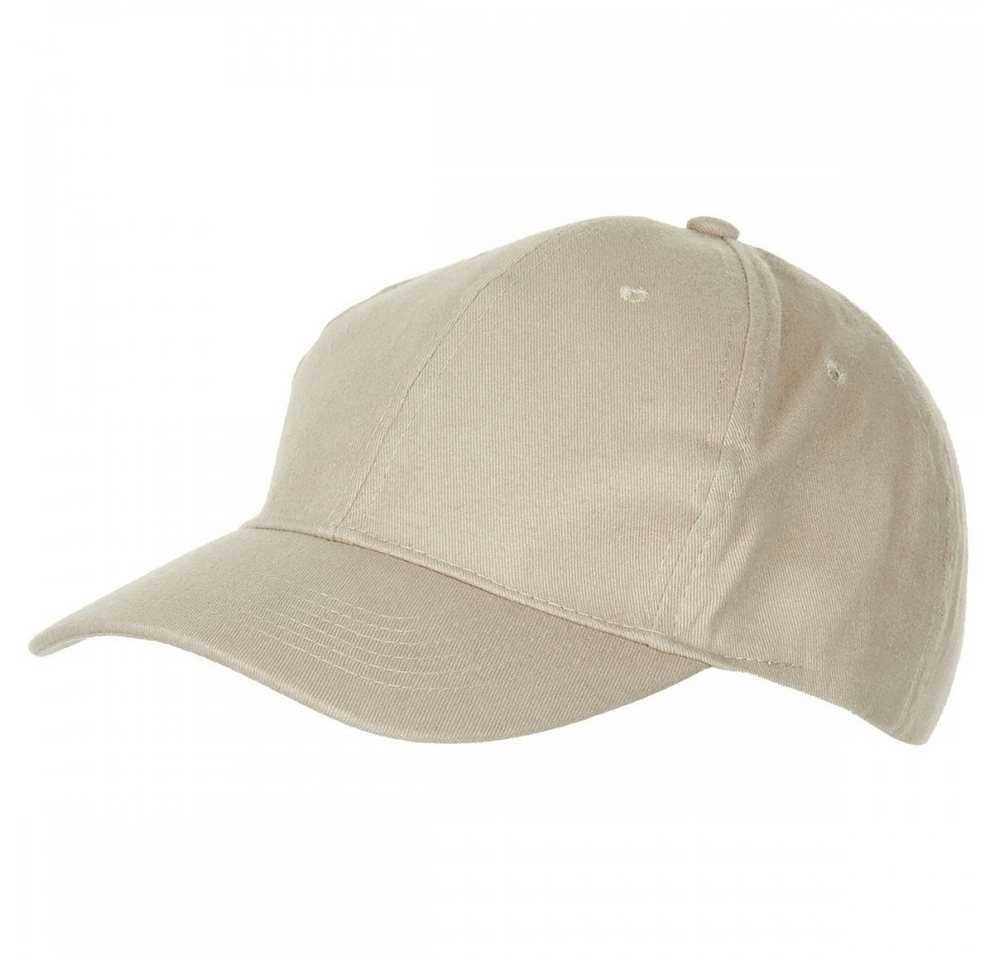 ProCompany Baseball Cap BB Cap, flach, Stofflasche, Messingver., khaki, gebrascht (Packung) 6-fach abgesteppter Schirm von ProCompany