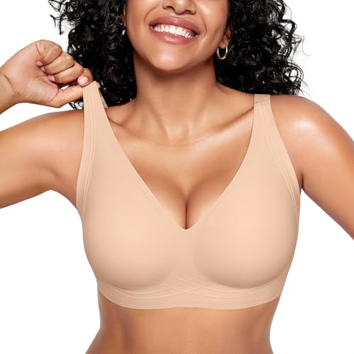 ProKloud BH Damen Ohne Bügel Nahtloser Bralette Tiefem V-Ausschnitt Bequem Push Up BH von ProKloud