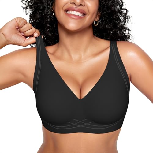 ProKloud BH Damen Ohne Bügel Nahtloser Bralette Tiefem V-Ausschnitt Bequem Push Up BH von ProKloud