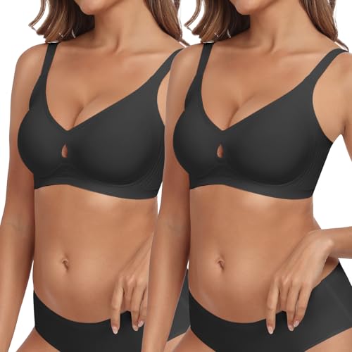 ProKloud Damen Push Up BH ohne Buegel Nahtloser Bralette Tiefem V-Ausschnitt Super Bequemer Bügelloser BH Große Größen von ProKloud