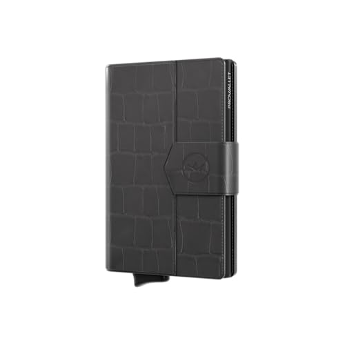 Kartenetui mit Magnetischer Verschluss - Prowallet Plus Croco - Slim Wallet 8 Karten - Münzfach und Scheinfach - RFID Schutz - Portemonnaie - Kreditkartenetui Geldbeutel - Damen - Geldbörse von ProWallet