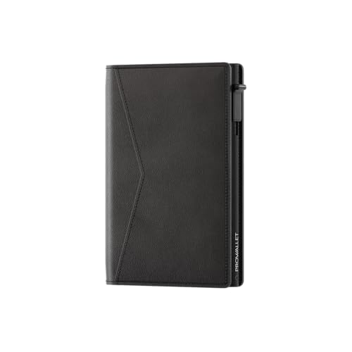 Kartenetui mit Magnetischer Verschluss, Prowallet Slim Schwarz - 8 Karten - Mit Scheinfach - RFID Schutz - Magnet Wallet - Portemonnaie - Kreditkartenetui Geldbeutel - Damen Herren - Mini Geldbörse von ProWallet